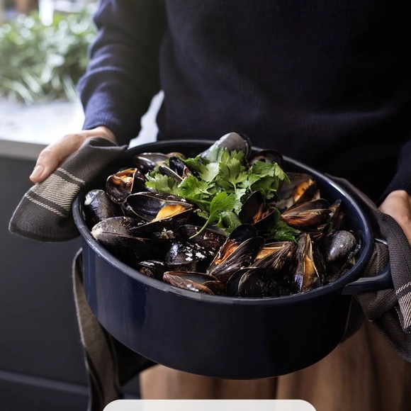 IKEA VARDAGEN Blue Enamel Pot 5.3 Qt Dutch Oven Casserole Dish Discontinued - Picture 2 of 14